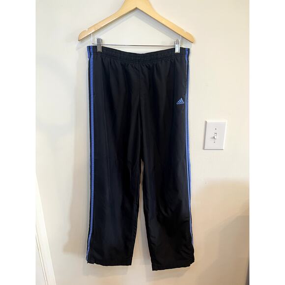 adidas Pants - Adidas Black Blue Stripe Track Pants Women’s Large Athletic Jogger Pants